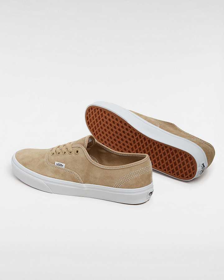 Beige Men Vans Authentic Pig Suede Sneakers NZ | VN5407826