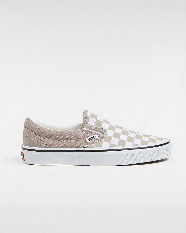 Beige Men Vans Classic Checkerboard Slip On Shoes NZ | VN6193724