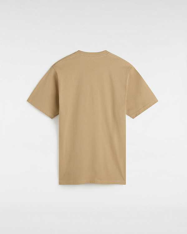 Beige Men Vans Left Chest Logo T Shirts NZ | VN2394781