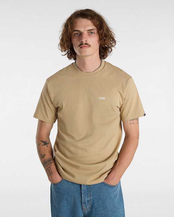 Beige Men Vans Left Chest Logo T Shirts NZ | VN2394781