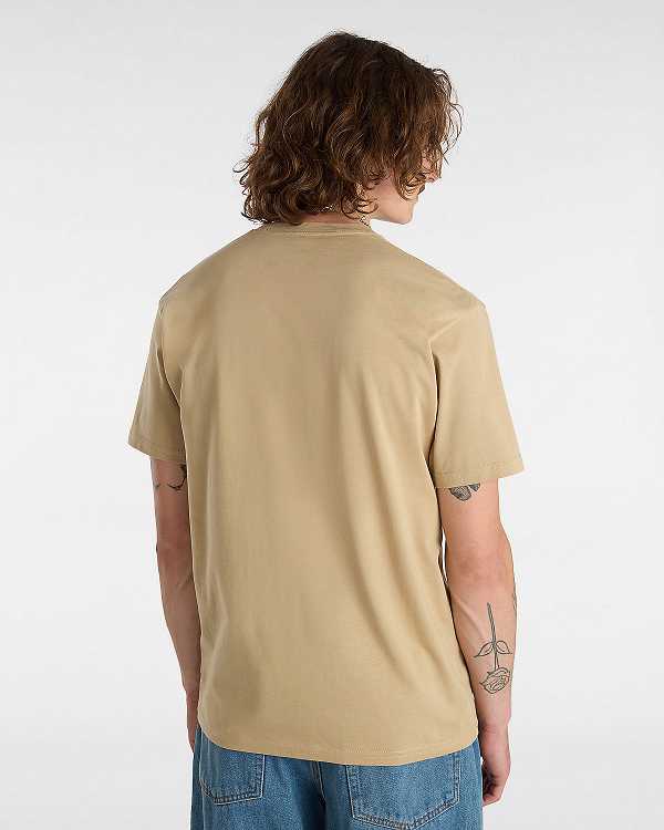 Beige Men Vans Left Chest Logo T Shirts NZ | VN2394781