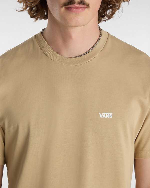 Beige Men Vans Left Chest Logo T Shirts NZ | VN2394781