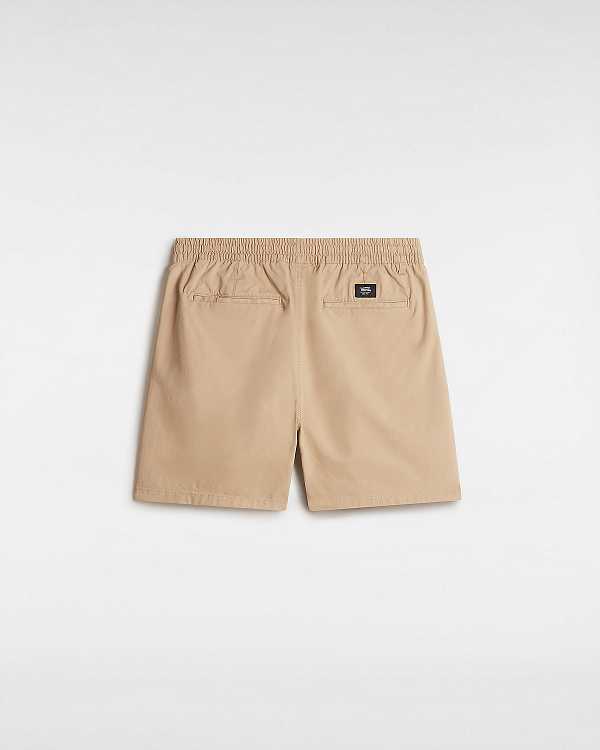 Beige Men Vans Range Relaxed Elastic Shorts NZ | VN9485301