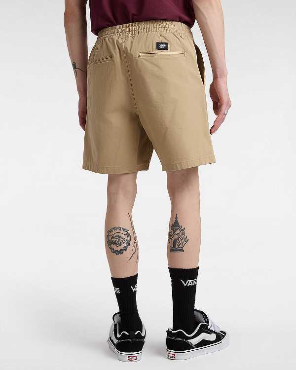 Beige Men Vans Range Relaxed Elastic Shorts NZ | VN9485301