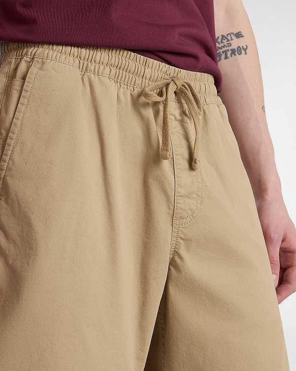 Beige Men Vans Range Relaxed Elastic Shorts NZ | VN9485301