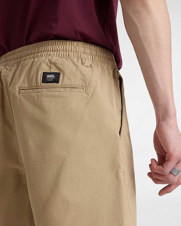 Beige Men Vans Range Relaxed Elastic Shorts NZ | VN9485301