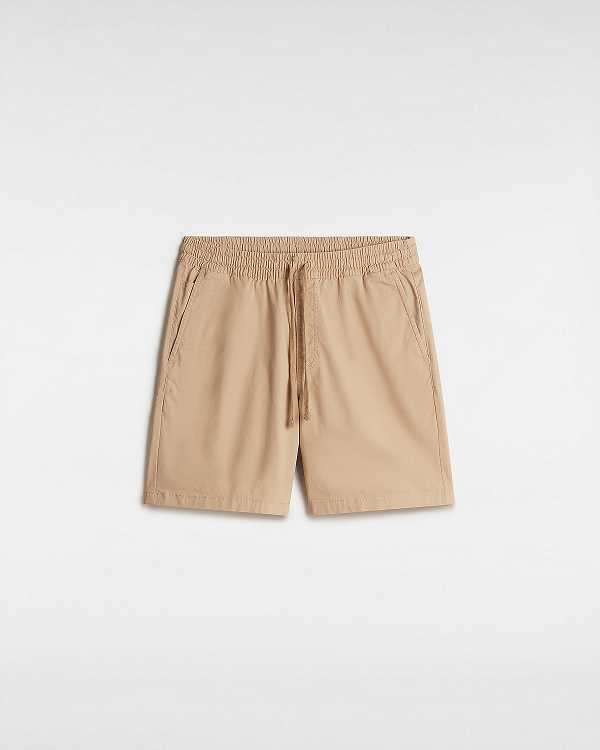 Beige Men Vans Range Relaxed Elastic Shorts NZ | VN9485301