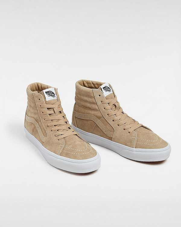 Beige Men Vans Sk8-Hi Pig Suede Skate Shoes NZ | VN9851234