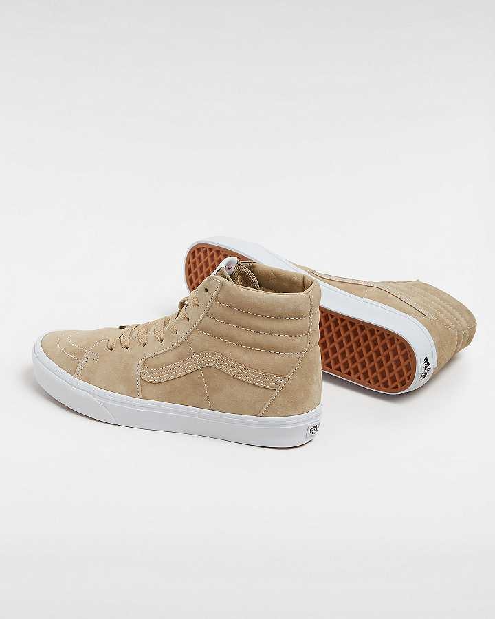 Beige Men Vans Sk8-Hi Pig Suede Skate Shoes NZ | VN9851234