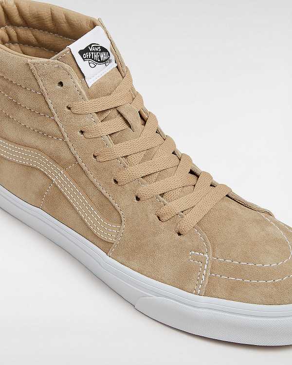 Beige Men Vans Sk8-Hi Pig Suede Skate Shoes NZ | VN9851234