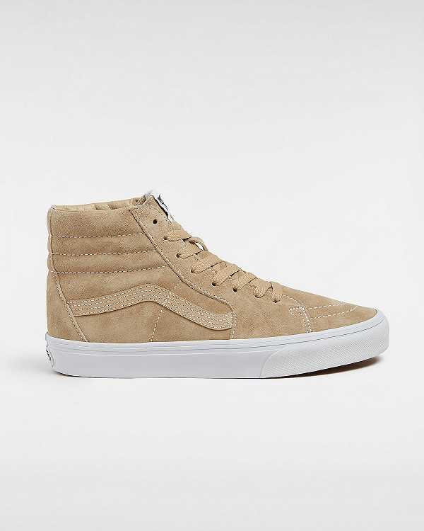 Beige Men Vans Sk8-Hi Pig Suede Skate Shoes NZ | VN9851234