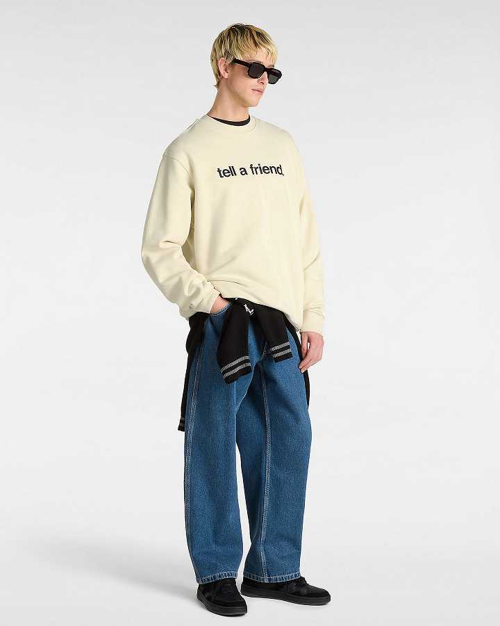 Beige Men Vans Tell a Friend Crew Sweatshirt NZ | VN6935217