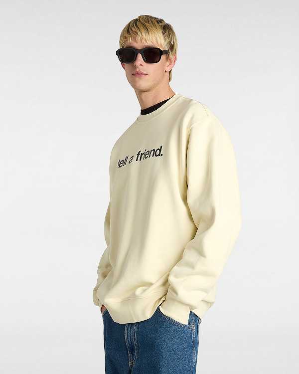 Beige Men Vans Tell a Friend Crew Sweatshirt NZ | VN6935217