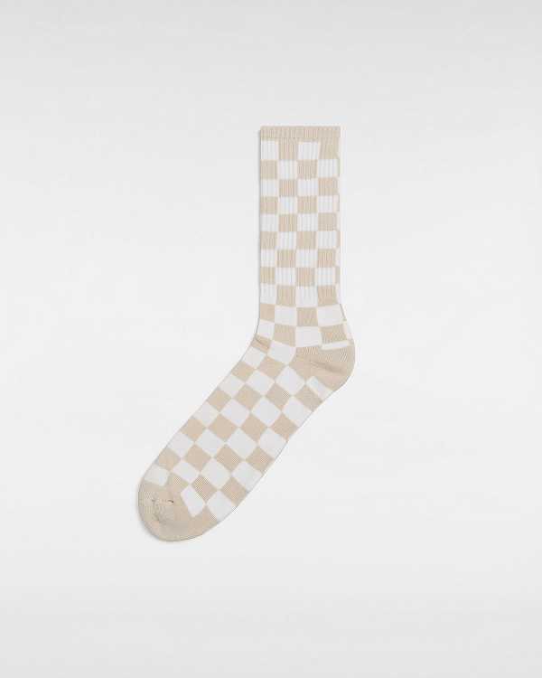 Beige Unisex Vans Checkerboard Crew (1 Pair) Socks NZ | VN2768305