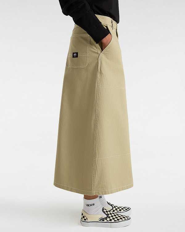 Beige Women Vans Codey Long Flare Utility Skirt NZ | VN4812056