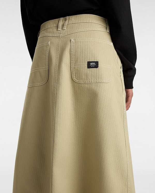 Beige Women Vans Codey Long Flare Utility Skirt NZ | VN4812056