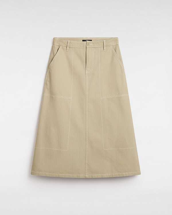 Beige Women Vans Codey Long Flare Utility Skirt NZ | VN4812056