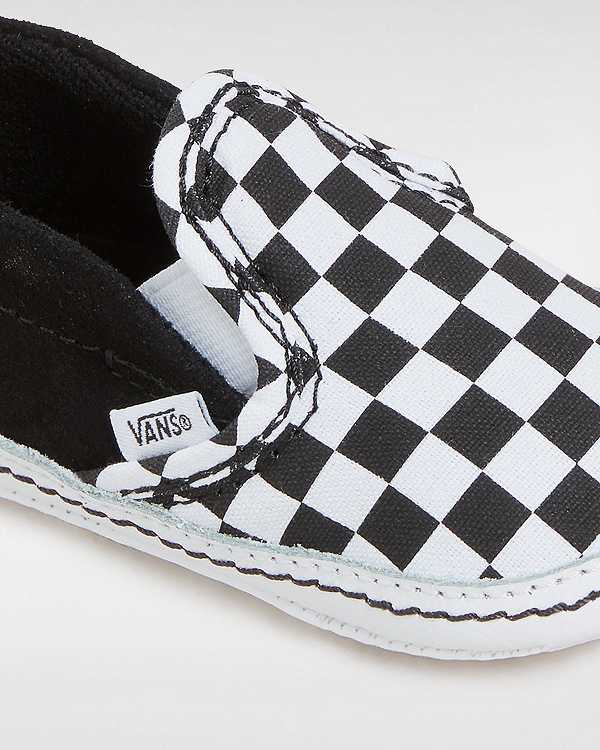 Black Kids' Vans Checkerboard Hook And Loop Crib (0-1 year) Slip On Shoes NZ | VN0628915