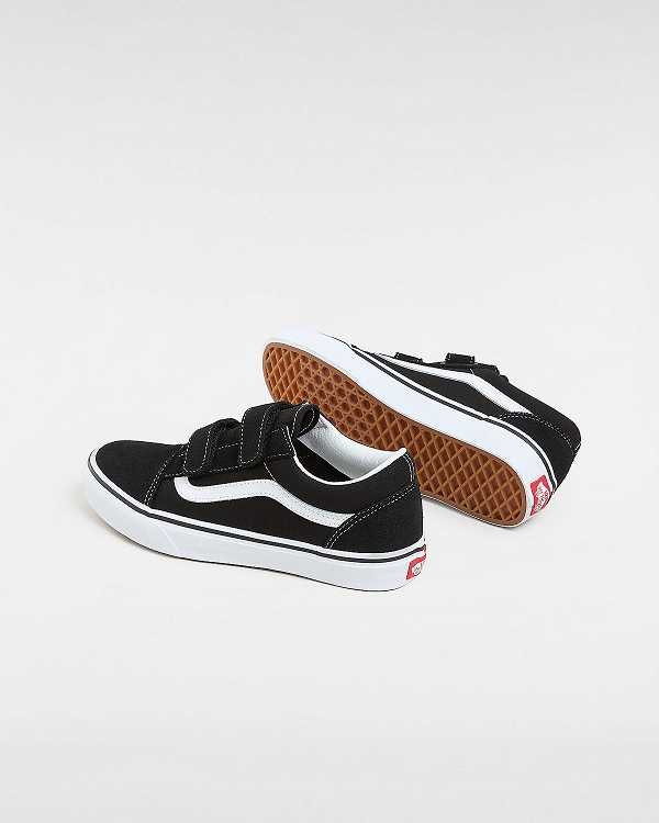 Black Kids' Vans Old Skool Hook And Loop (8-14+ years) Skate Shoes NZ | VN9120534