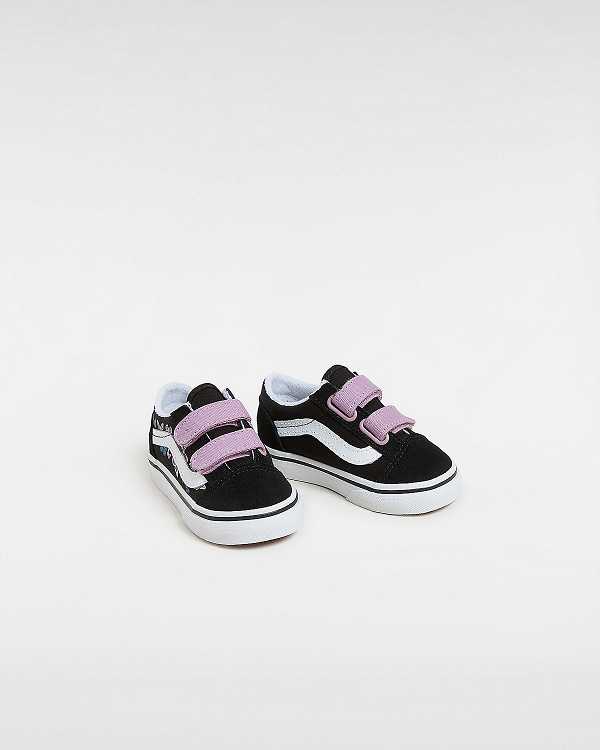 Black Kids' Vans Old Skool Hook And Loop (1-4 Years) Sneakers NZ | VN6409852