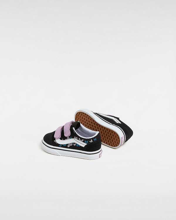 Black Kids' Vans Old Skool Hook And Loop (1-4 Years) Sneakers NZ | VN6409852