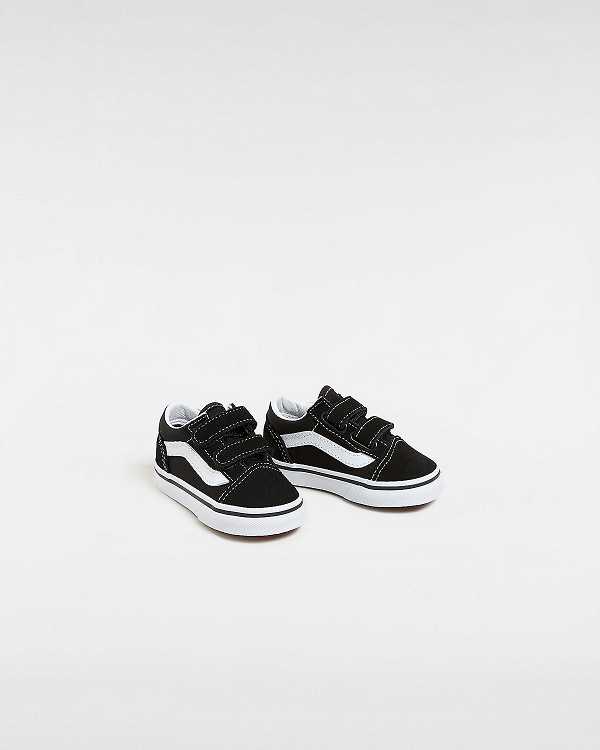 Black Kids' Vans Old Skool Hook And Loop (1-4 Years) Skate Shoes NZ | VN3754062