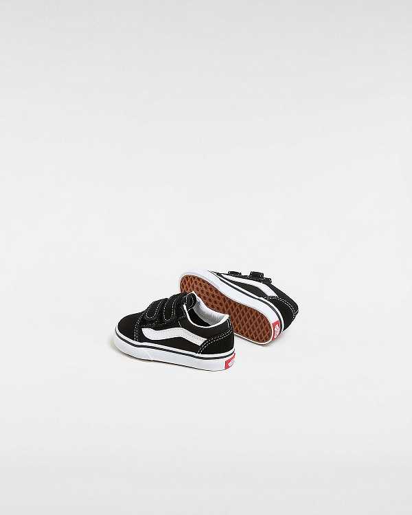 Black Kids' Vans Old Skool Hook And Loop (1-4 Years) Skate Shoes NZ | VN3754062