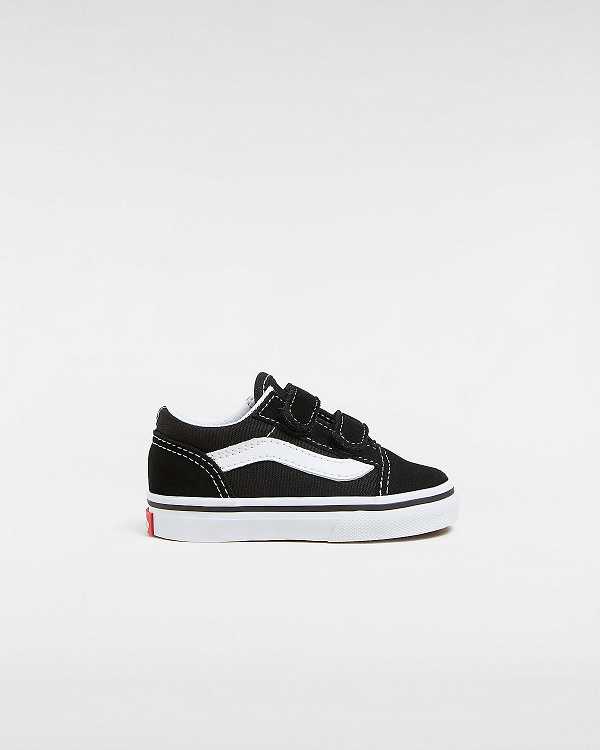 Black Kids\' Vans Old Skool Hook And Loop (1-4 Years) Skate Shoes NZ | VN3754062