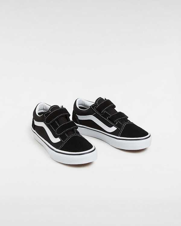 Black Kids' Vans Old Skool Hook And Loop (4-8 Years) Sneakers NZ | VN7109253