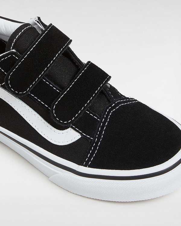 Black Kids' Vans Old Skool Hook And Loop (4-8 Years) Sneakers NZ | VN7109253