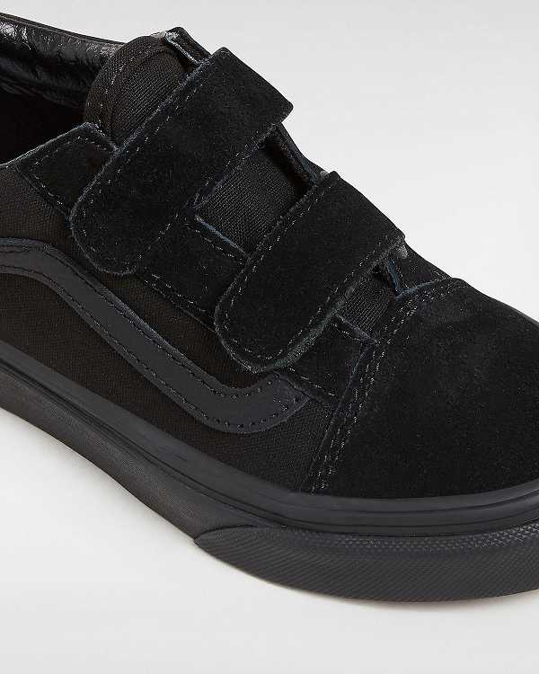 Black Kids' Vans Old Skool Hook And Loop (4-8 Years) Skate Shoes NZ | VN7149085