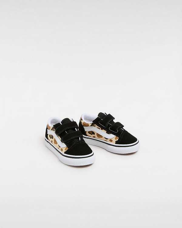 Black Kids' Vans Old Skool Hook and Loop Glitter (1-4 Years) Sneakers NZ | VN3751489