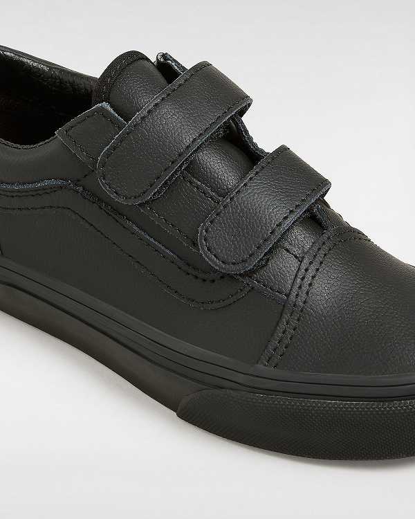 Black Kids' Vans Old Skool Hook and Loop Classic Tumble (4-8 Years) Sneakers NZ | VN9547863