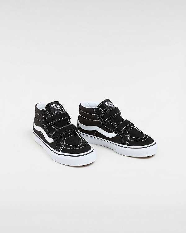 Black Kids' Vans Sk8-Mid Reissue Hook And Loop (8-14+ years) Sneakers NZ | VN7210538