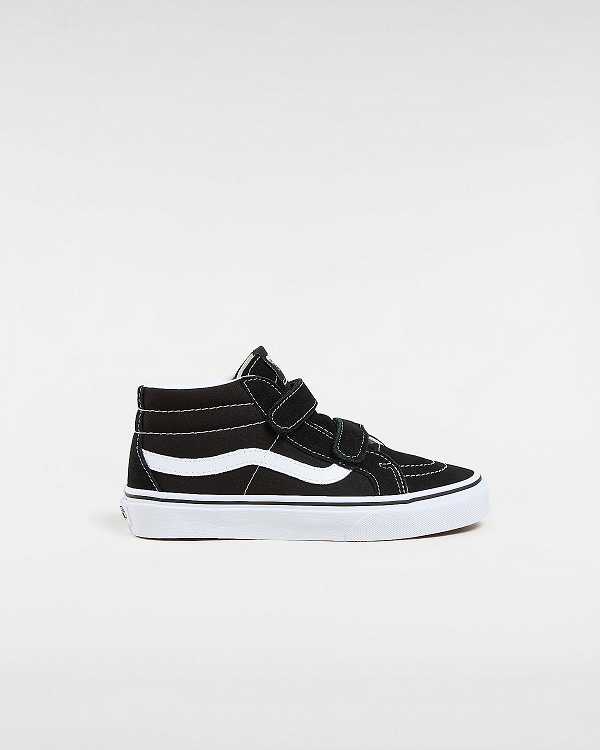 Black Kids\' Vans Sk8-Mid Reissue Hook And Loop (8-14+ years) Sneakers NZ | VN7210538