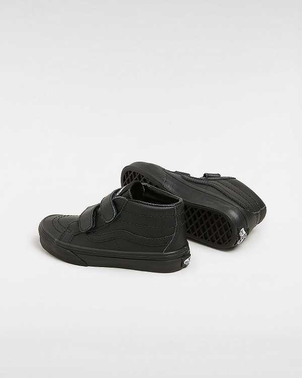 Black Kids' Vans Sk8-Mid Reissue Hook and Loop (4-8 years) Sneakers NZ | VN9521304