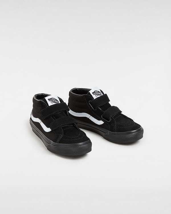 Black Kids' Vans Sk8-Mid Reissue Hook and Loop (4-8 years) Sneakers NZ | VN0471396