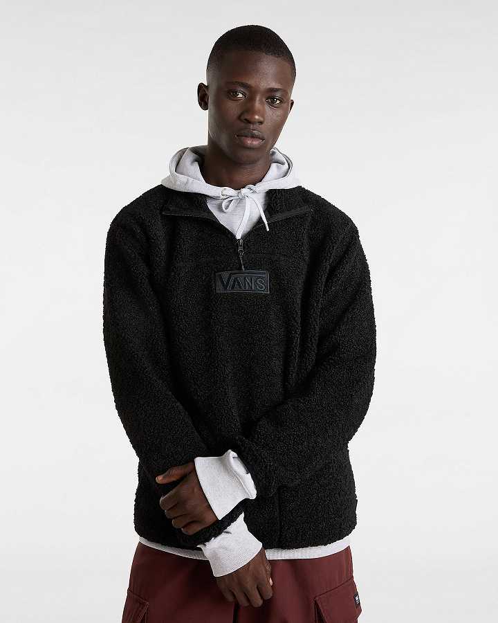 Black Men Vans Boxed Sherpa Sweatshirt NZ | VN7612389