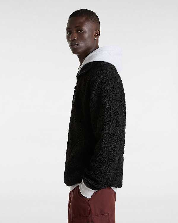 Black Men Vans Boxed Sherpa Sweatshirt NZ | VN7612389