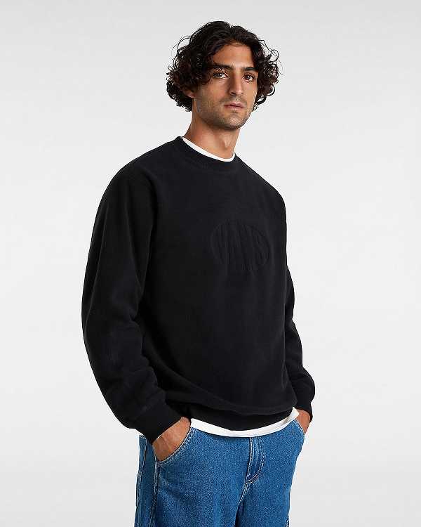 Black Men Vans Carlo Polar Fleece Loose Crew Sweatshirt NZ | VN8135790