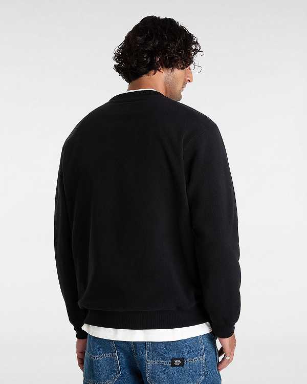 Black Men Vans Carlo Polar Fleece Loose Crew Sweatshirt NZ | VN8135790