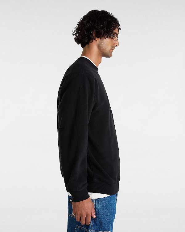 Black Men Vans Carlo Polar Fleece Loose Crew Sweatshirt NZ | VN8135790