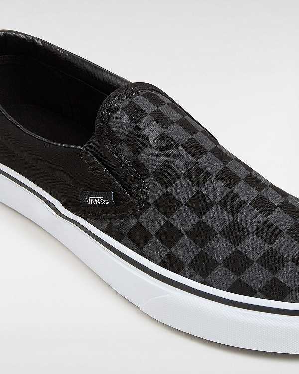 Black Men Vans Checkerboard Classic Slip On Shoes NZ | VN6085437