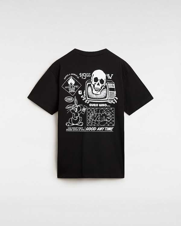 Black Men Vans Crazy Eddy T Shirts NZ | VN5182436