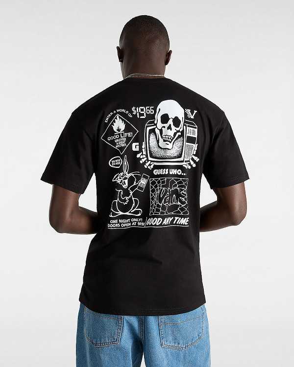 Black Men Vans Crazy Eddy T Shirts NZ | VN5182436