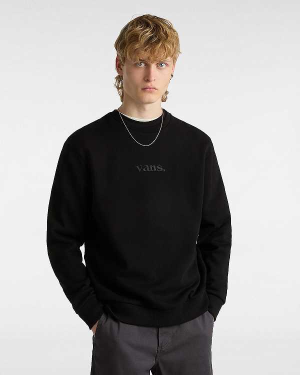 Black Men Vans Essential Relaxed Crew Sweatshirt NZ | VN7964583