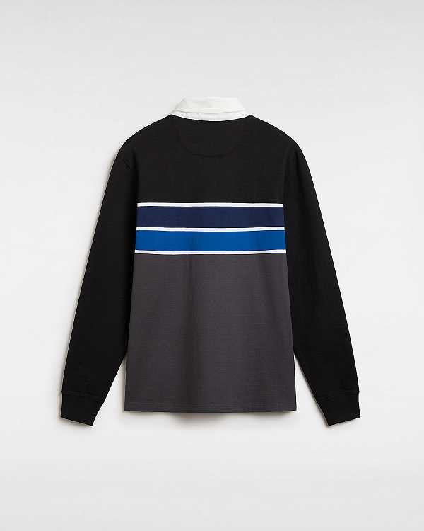 Black Men Vans Harrison Rugby Long Sleeve Knit Sweater NZ | VN1039274