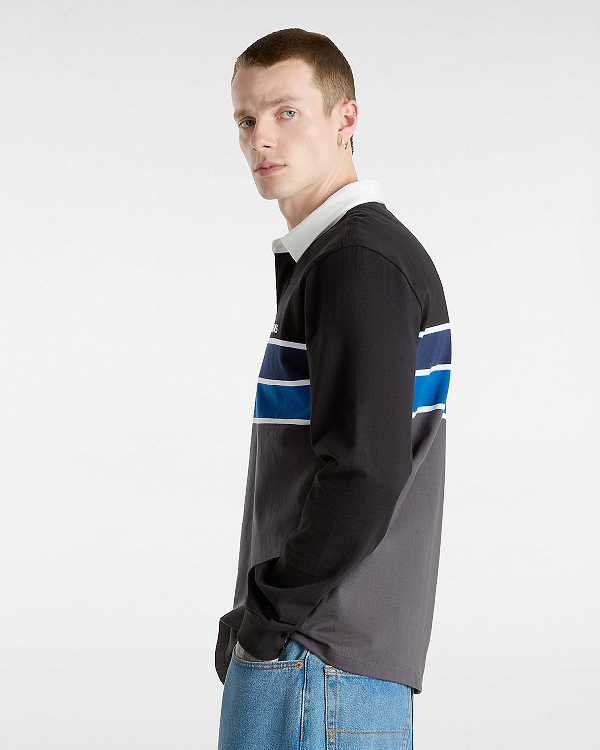 Black Men Vans Harrison Rugby Long Sleeve Knit Sweater NZ | VN1039274