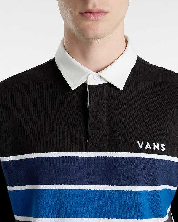 Black Men Vans Harrison Rugby Long Sleeve Knit Sweater NZ | VN1039274