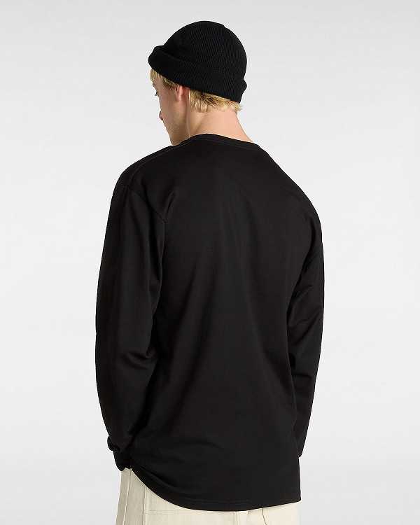 Black Men Vans Hi Stretch Long Sleeve T Shirts NZ | VN9483105